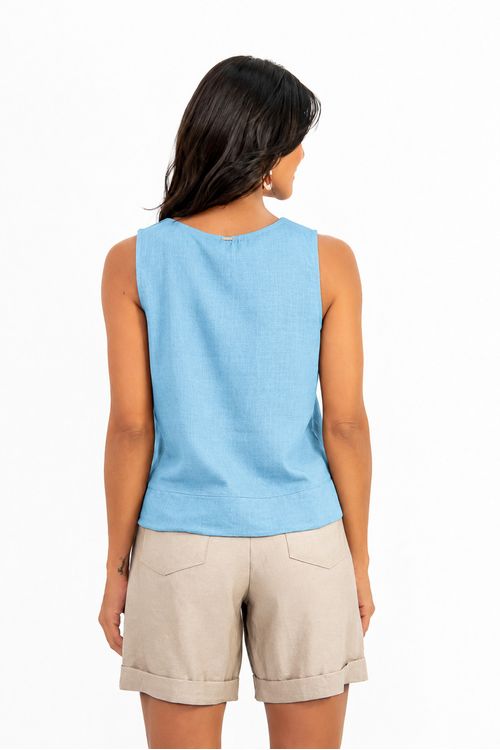 Blusa linho joa azul b.b.